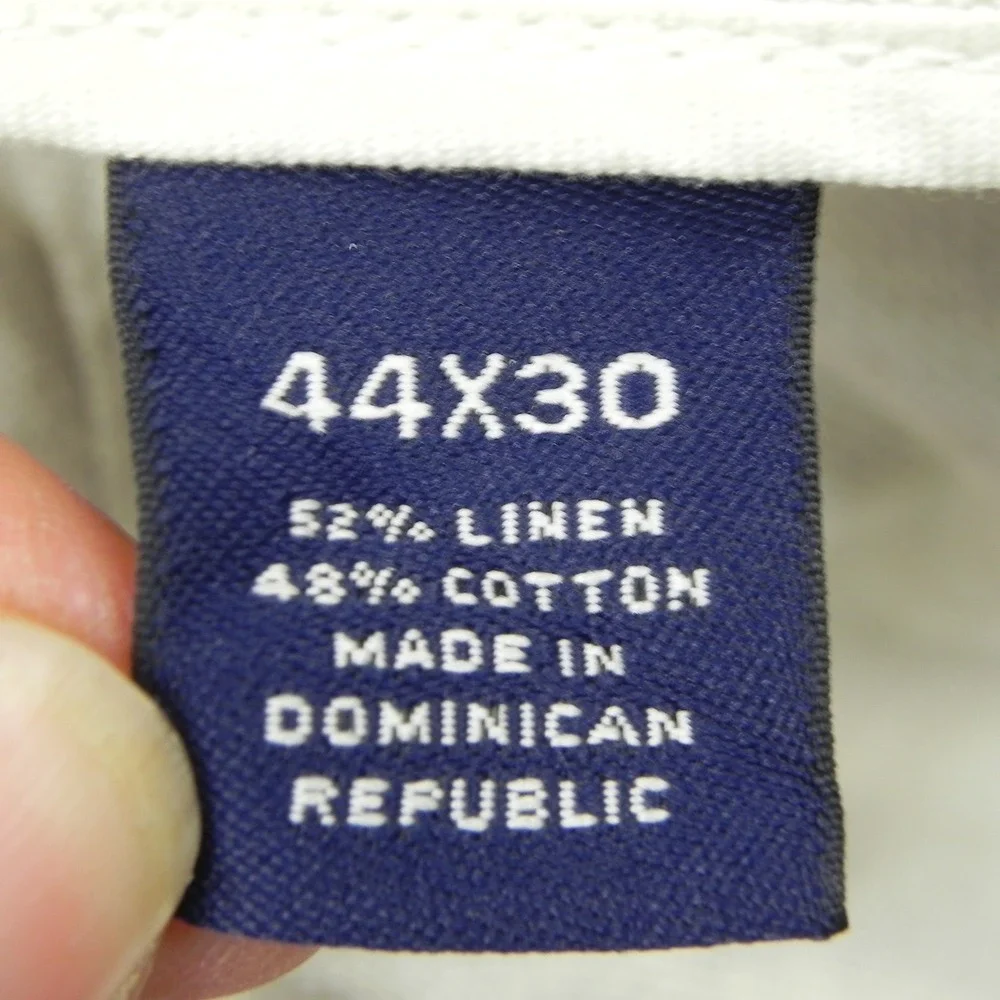 Roundtree & Yorke Pants Mens 44x30 Relaxed Fit Linen Cotton Pleated Cuffed Beige